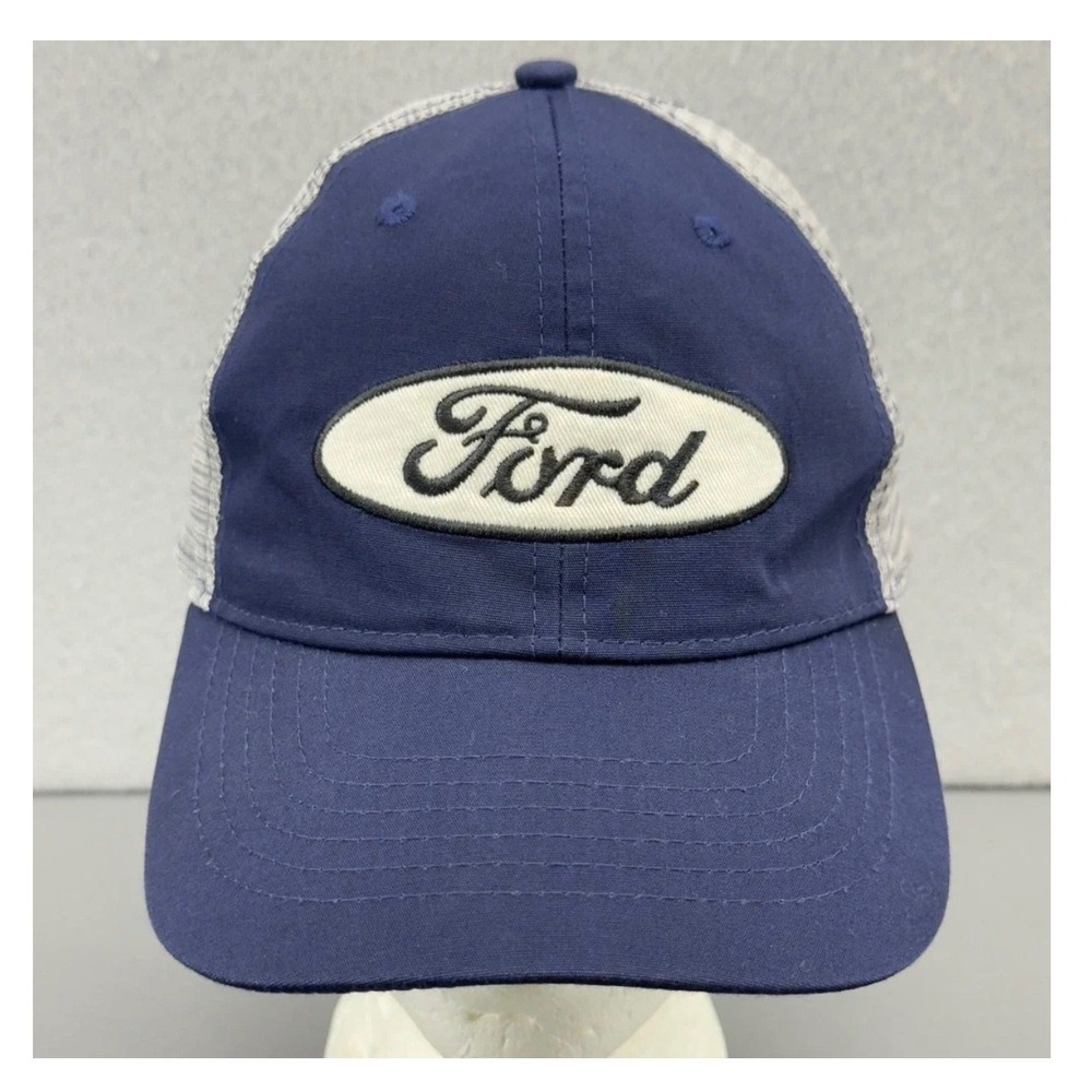 Ford Trucker Hat Navy Blue Grey Mesh Embroidered Logo Adjustable Cap Unisex